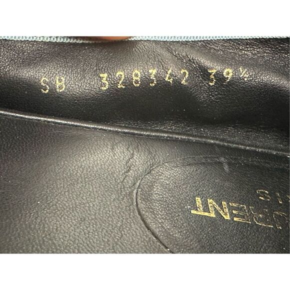 Saint Laurent Metallic Blue Leather Bow Ballet Flats Size 391/2 US 9 - Picture 11 of 13